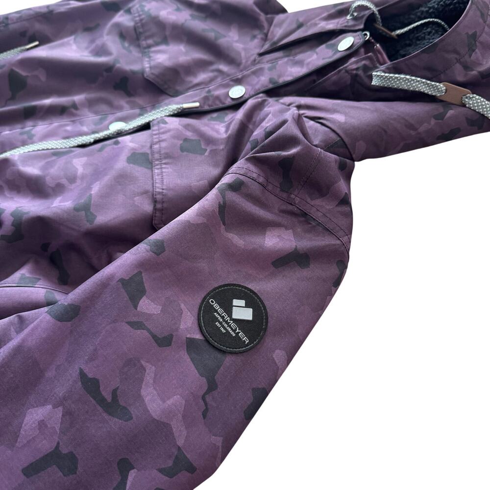 Obermeyer Celestia Ski Jacket Women’s Plus Size 18 Purple Camo Fleece Hood - Picture 12 of 13